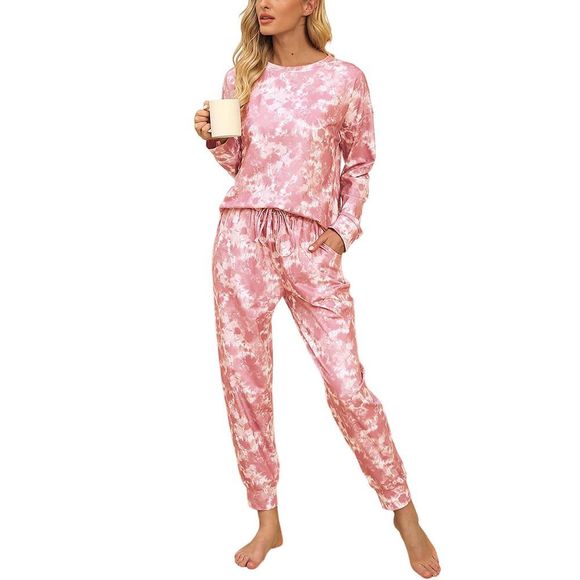 Romantichut Light Pink Tie Dye Long-Sleeve Top & Joggers Size S - Picture 1 of 5